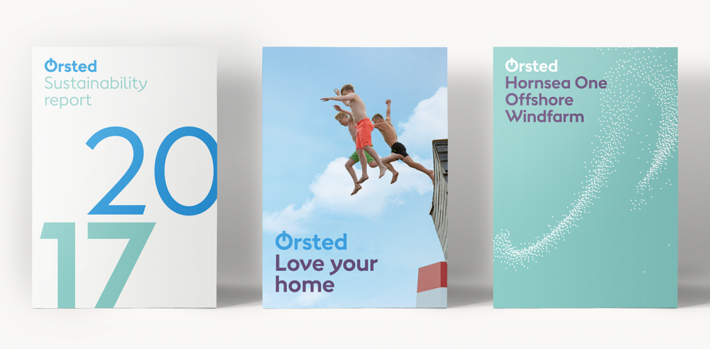 Three brochures reflect the new DONG Energy brand, Ørsted.
