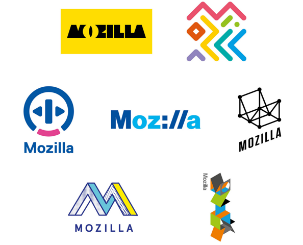 A selection of logo options delivered for Mozilla.