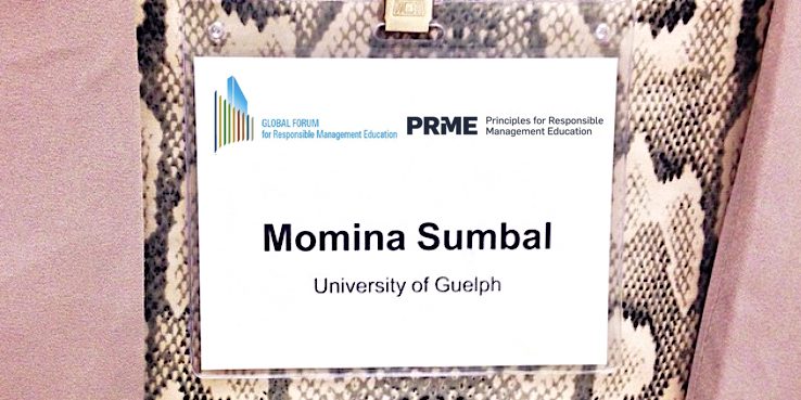 Momina's name tag from the PRME conference.