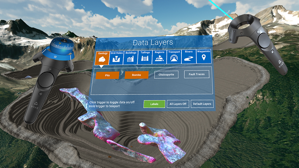 A virtual reality representation of a mine site.