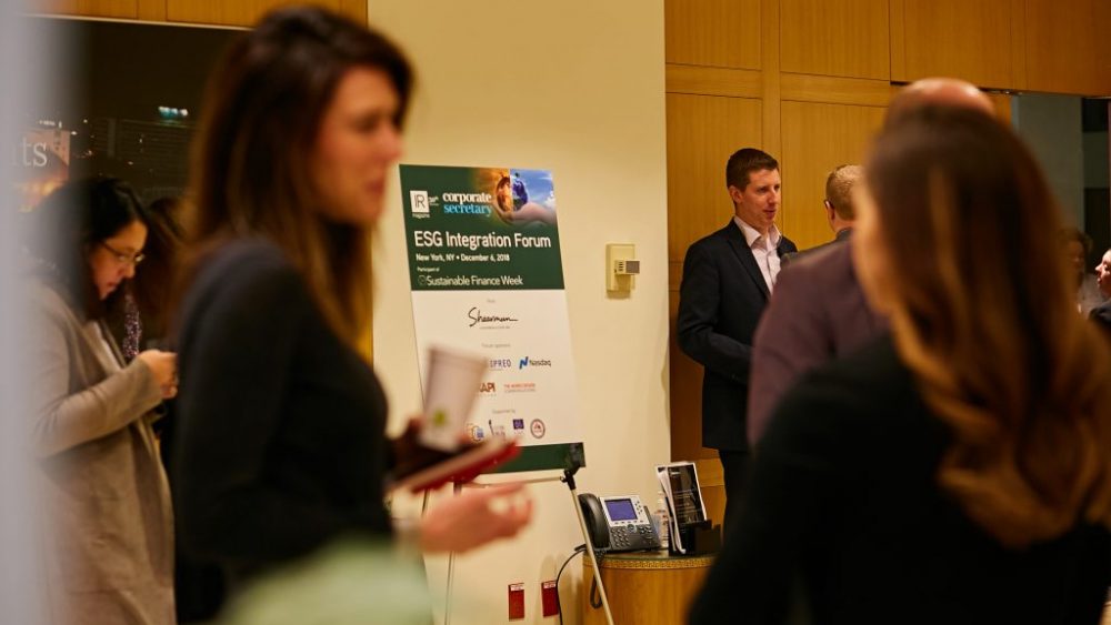 Delegates attending IR Magazine’s December 2018 Environmental, Social and Governance Integration Forum in New York.